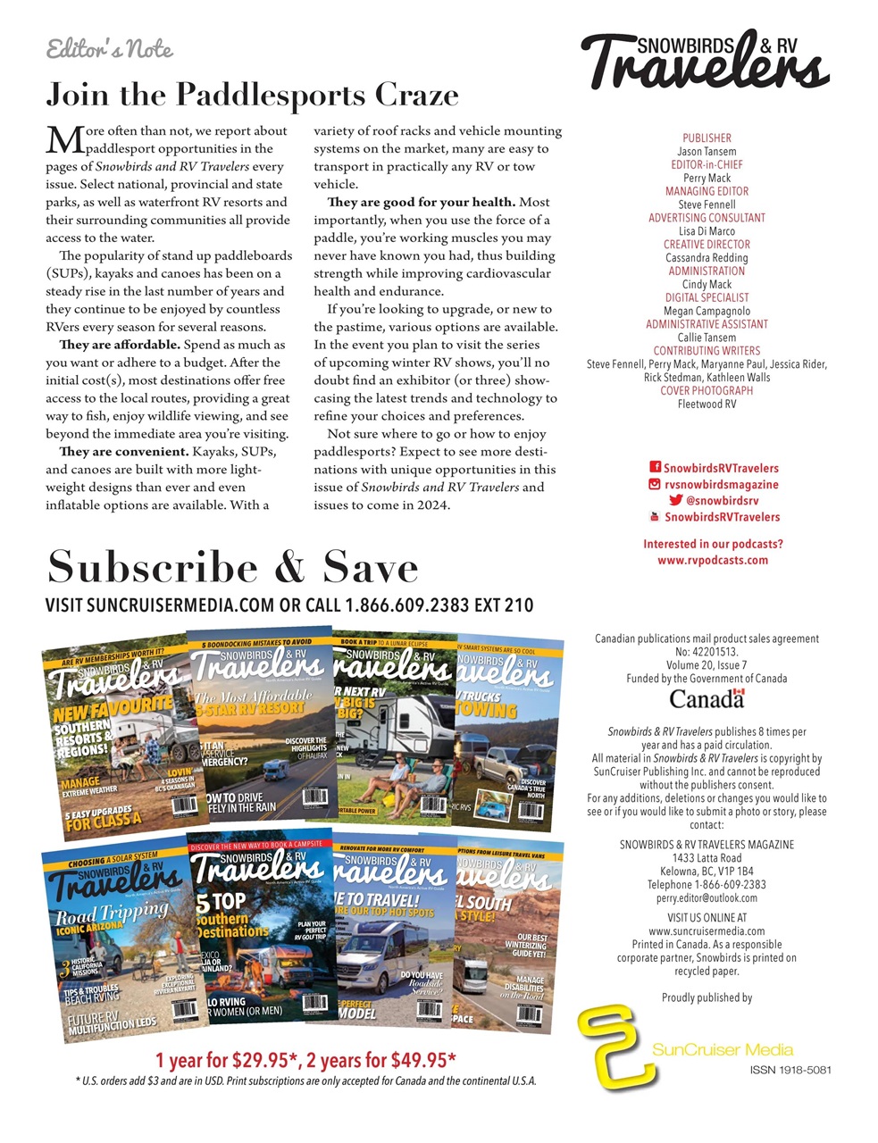 Snowbirds & RV Travelers Preview Pages