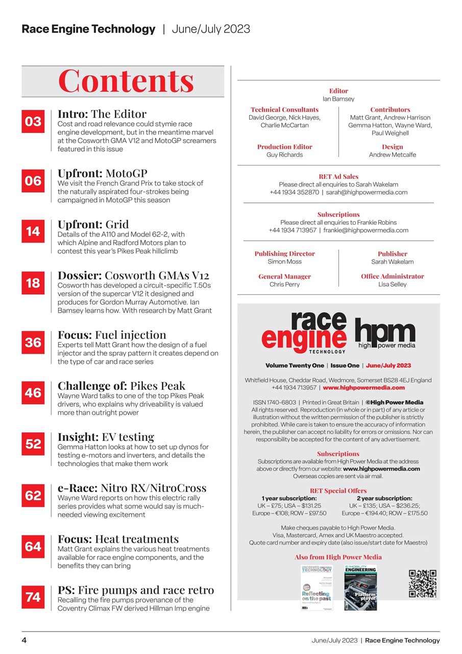 Race Engine Technology Preview Pages