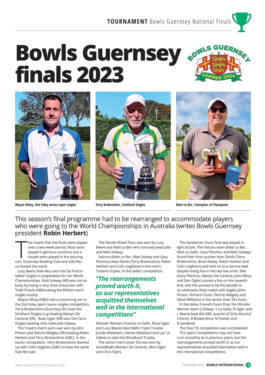 Bowls International Preview Pages