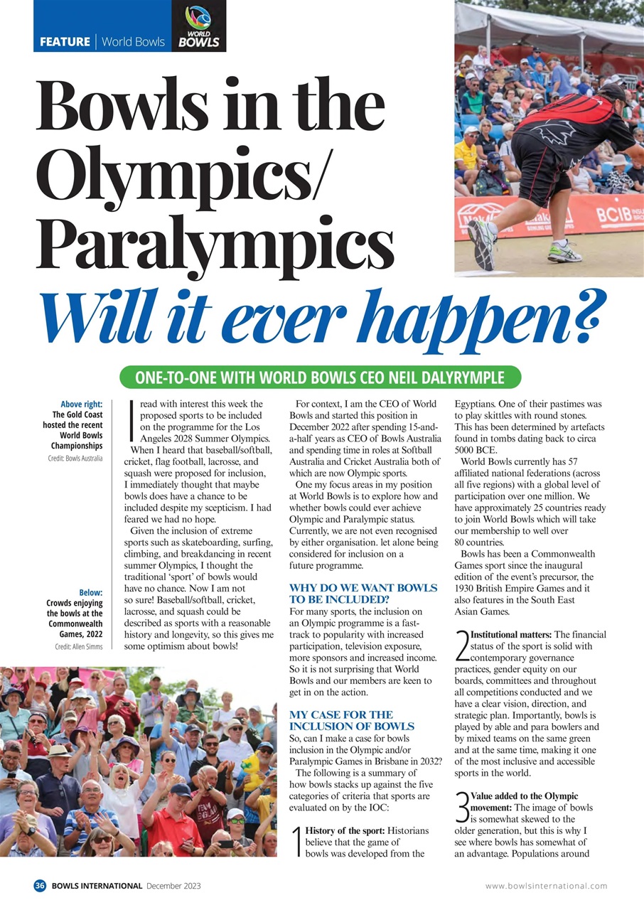 Bowls International Preview Pages