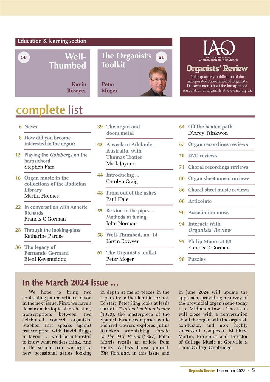 Organists' Review Preview Pages