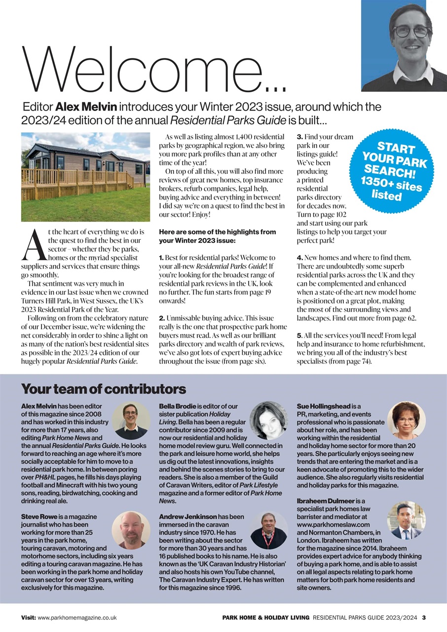 Park Home & Holiday Living Preview Pages