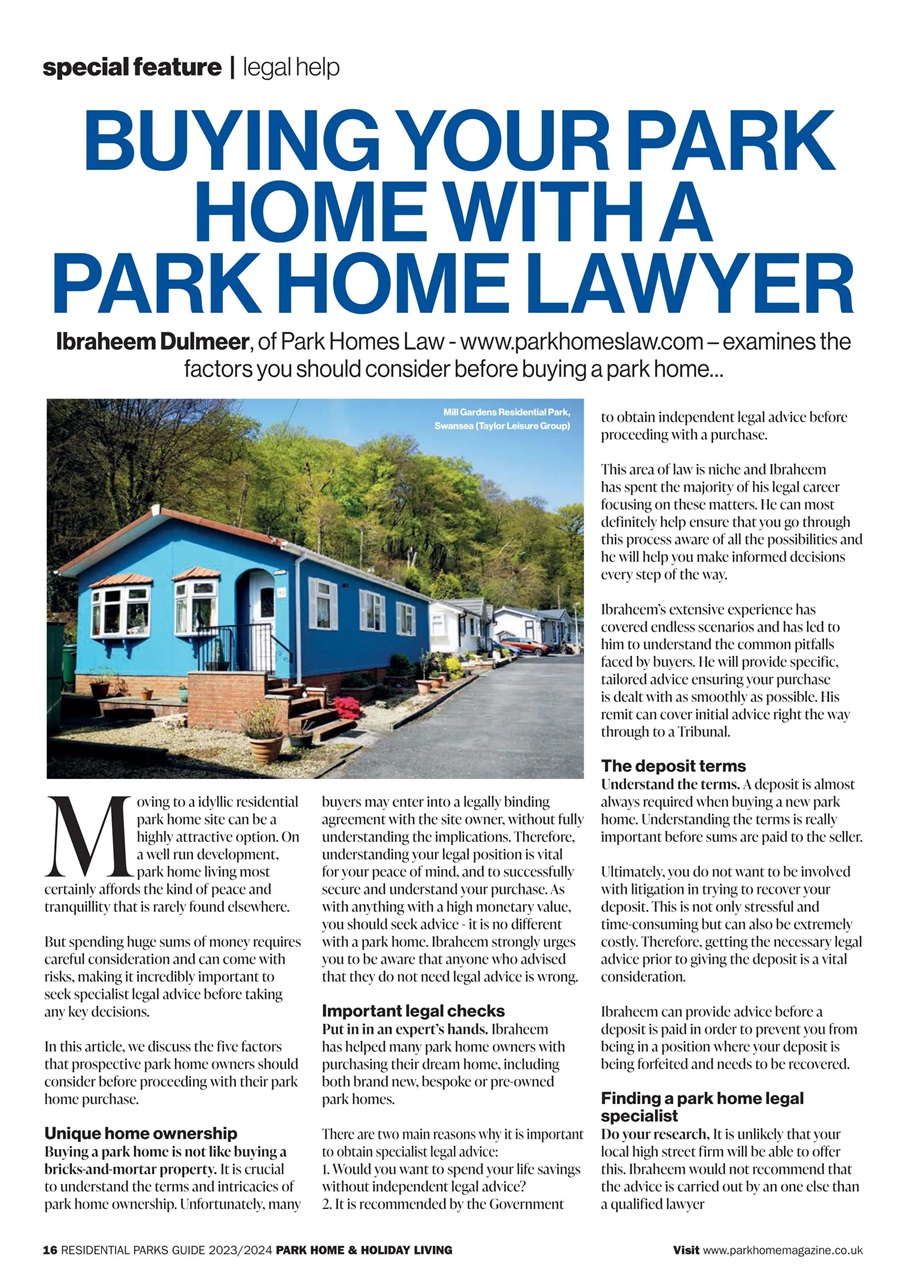 Park Home & Holiday Living Preview Pages