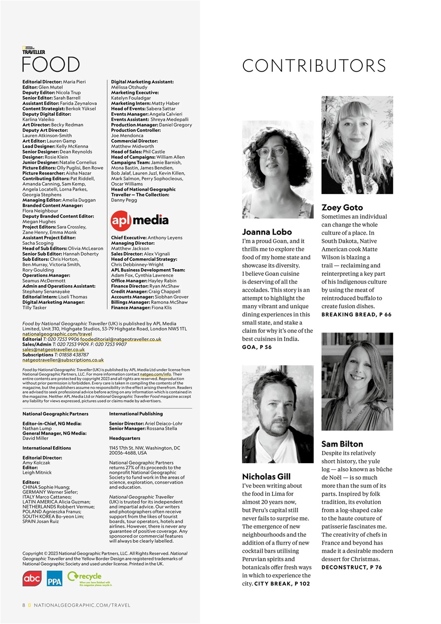 National Geographic Traveller Food Preview Pages