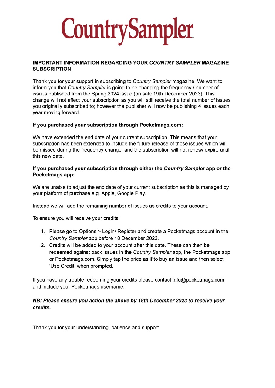 Country Sampler Home Preview Pages