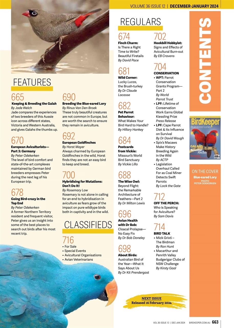 Australian Birdkeeper Magazine Preview Pages