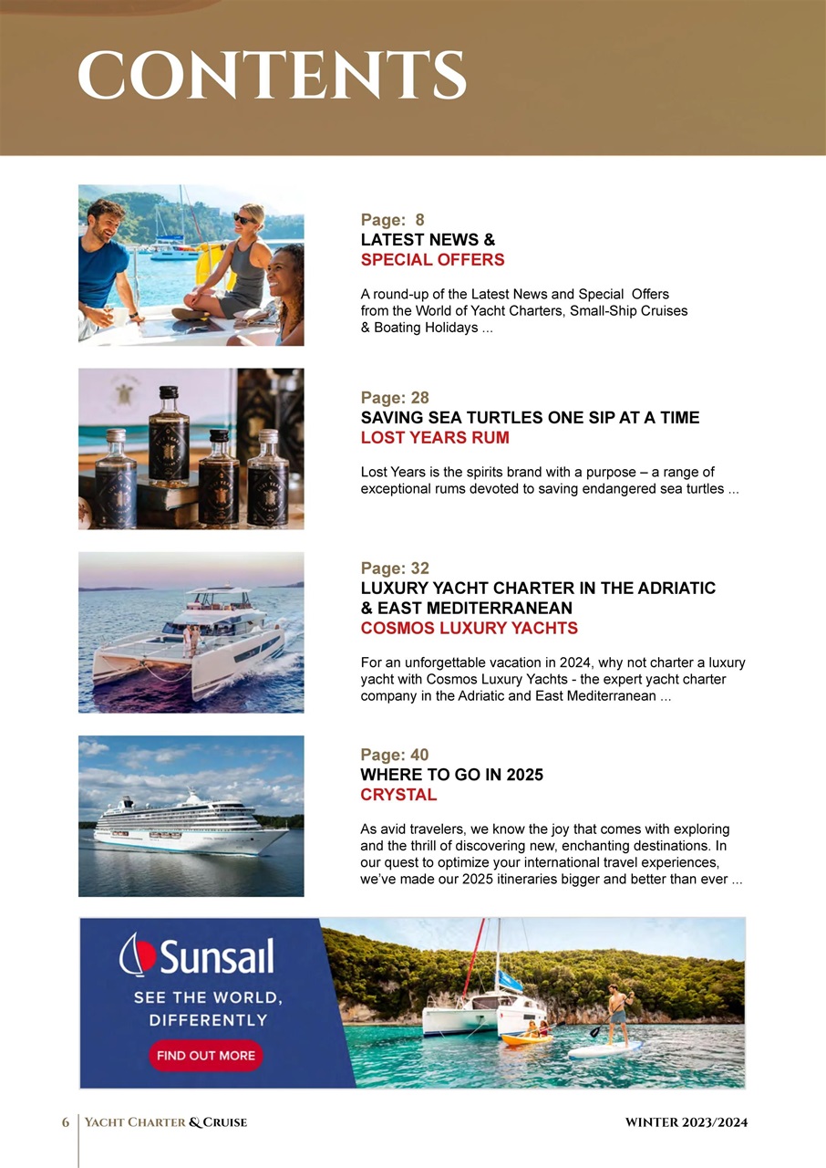 Yacht Charter & Cruise Preview Pages