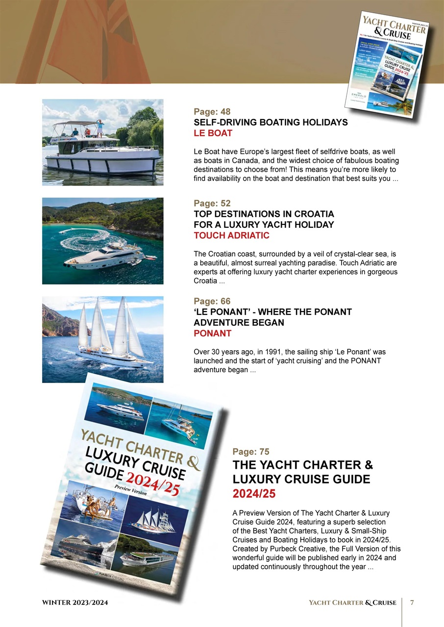 Yacht Charter & Cruise Preview Pages