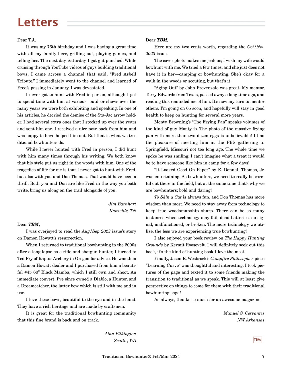 Traditional Bowhunter Magazine Preview Pages