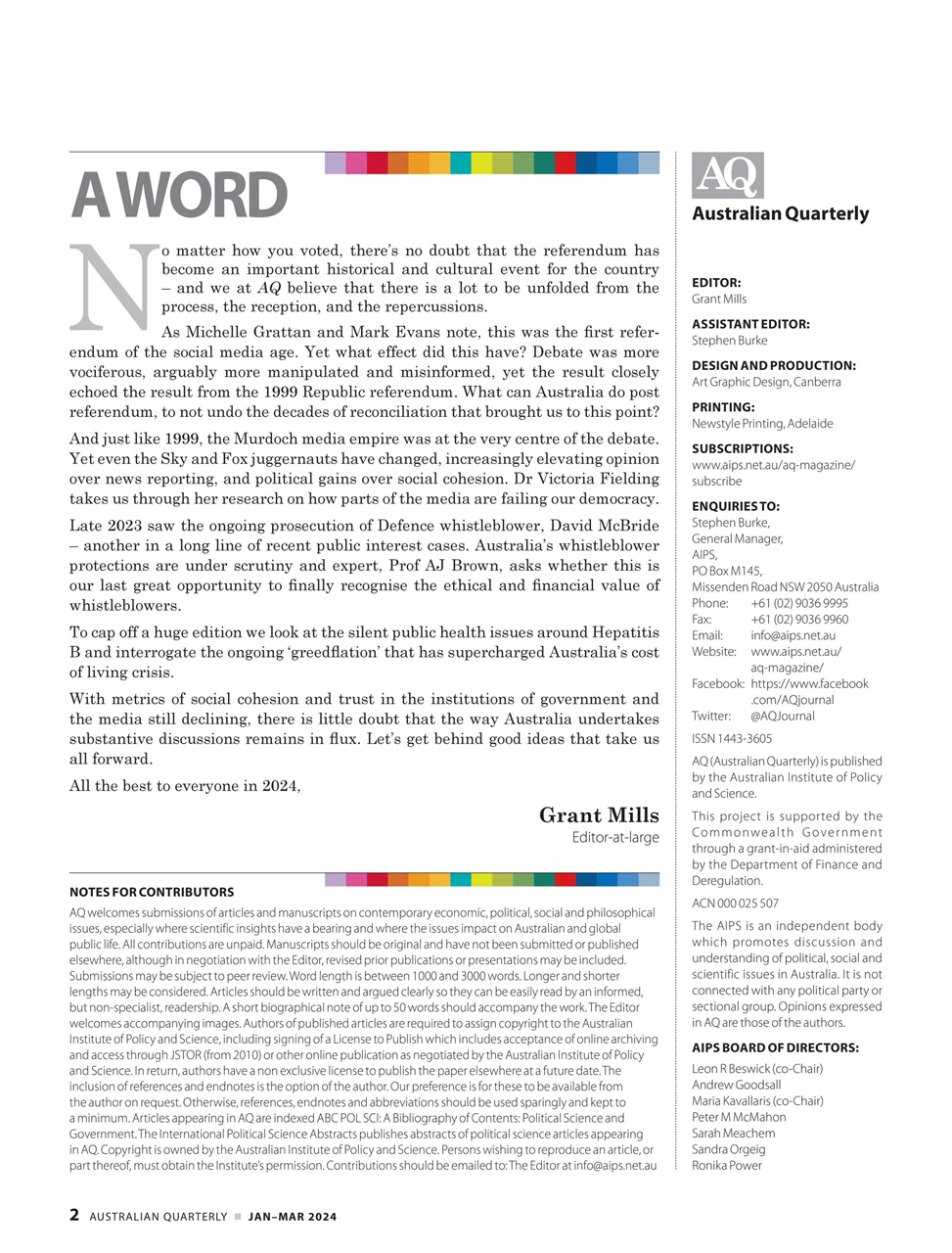 AQ: Australian Quarterly Preview Pages