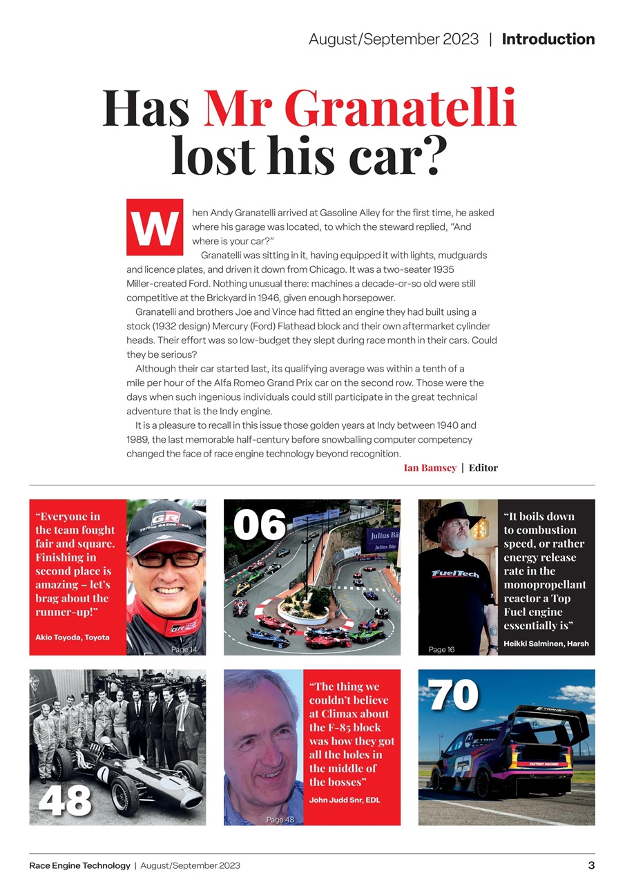 Race Engine Technology Preview Pages