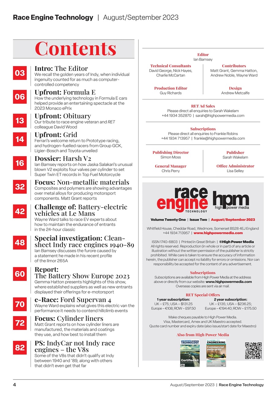 Race Engine Technology Preview Pages