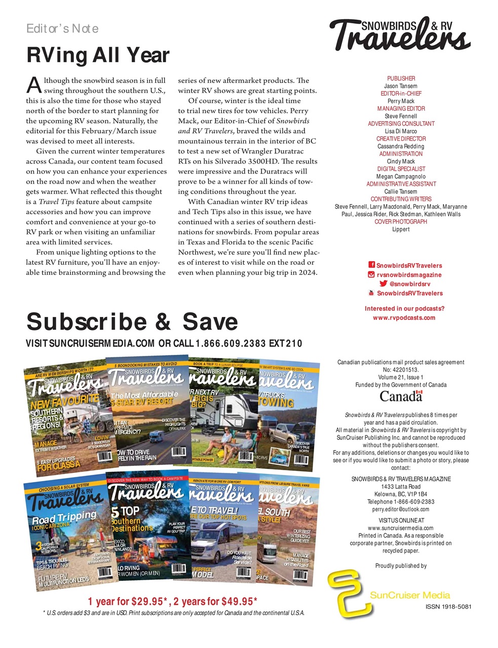 Snowbirds & RV Travelers Preview Pages
