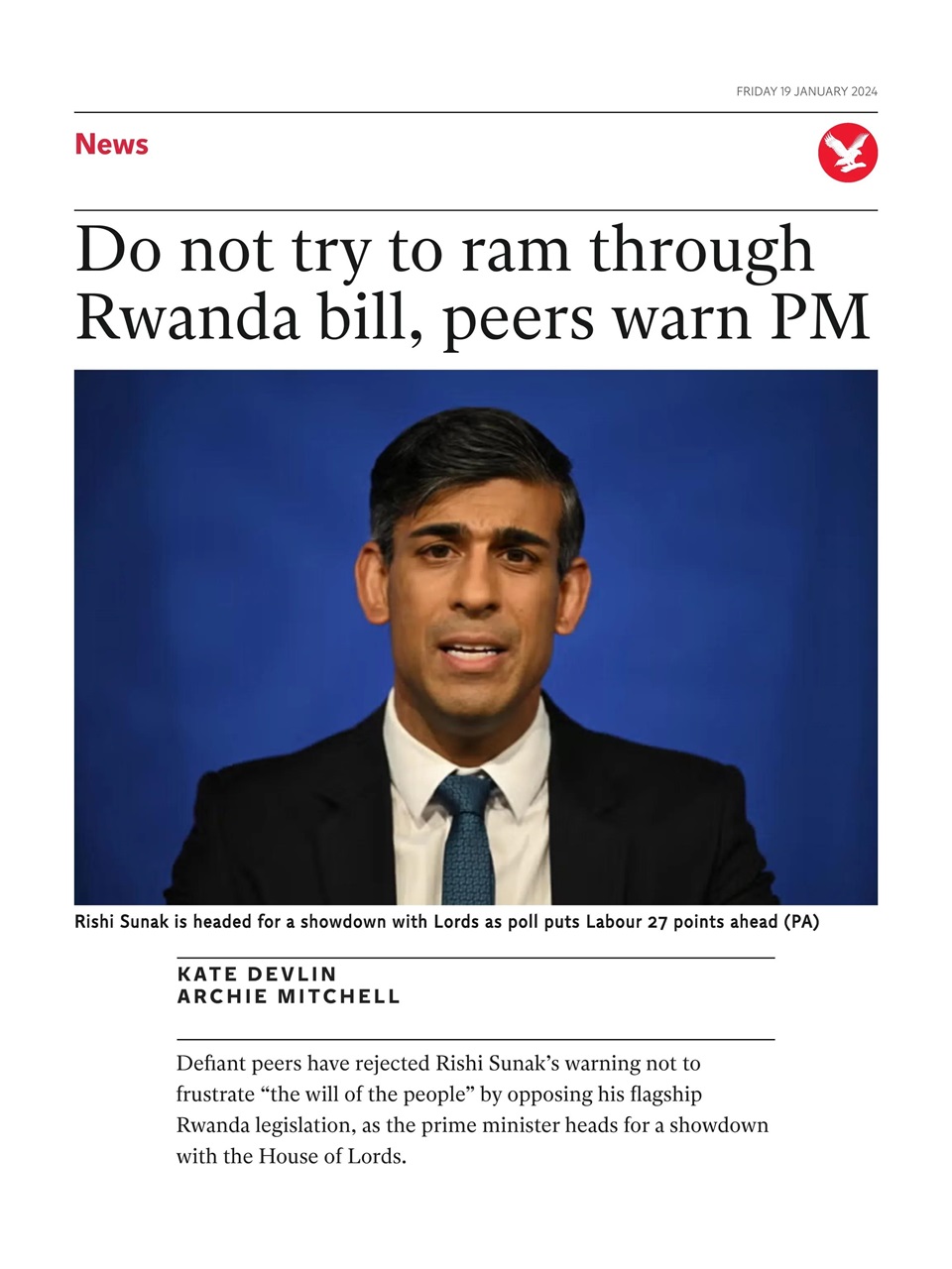 The Independent Daily Edition Newspaper Preview Pages
