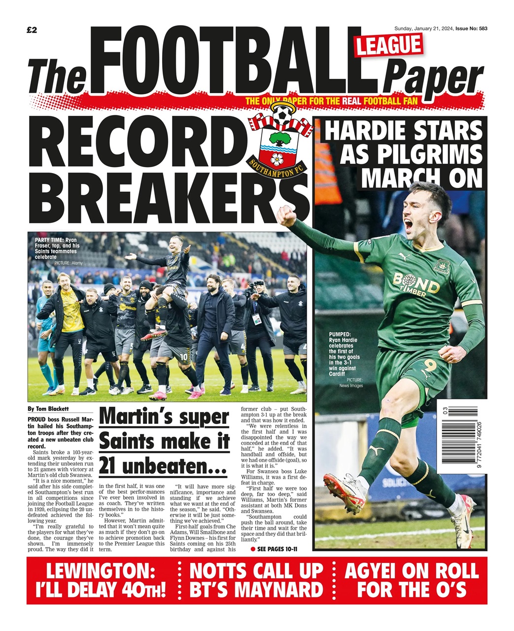 The Football League Paper Preview Pages