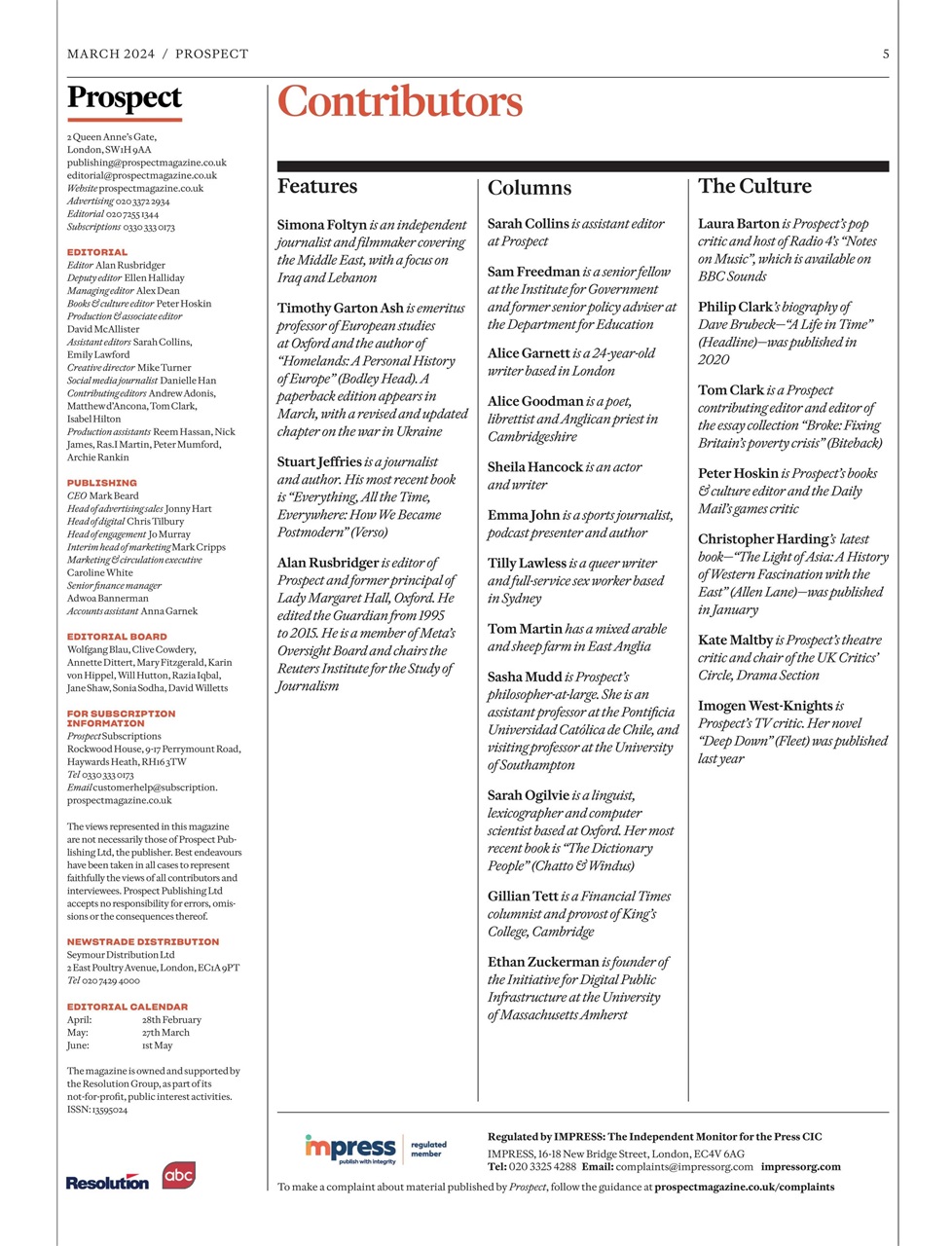 Prospect Magazine Preview Pages