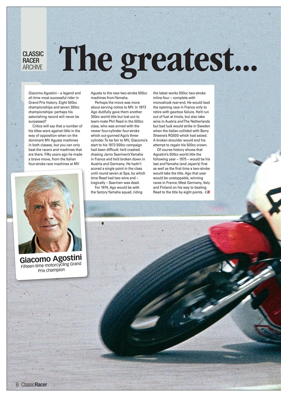 Classic Racer Preview Pages