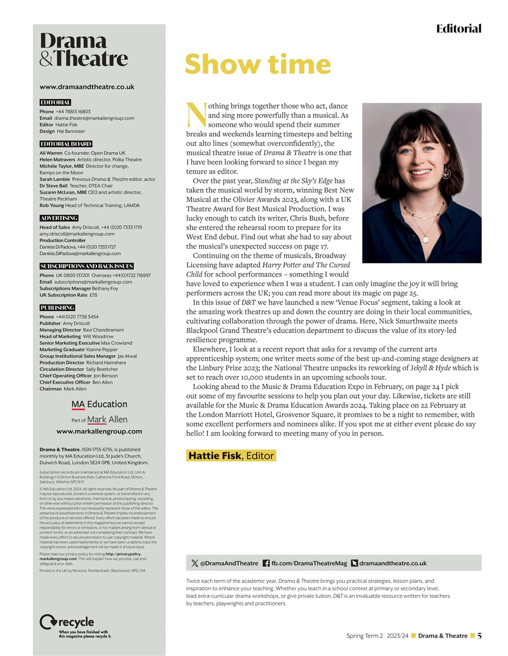 Drama and Theatre Preview Pages