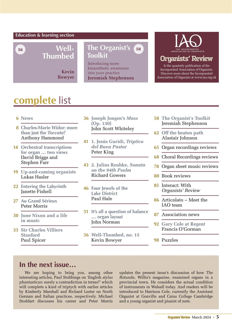 Organists' Review Preview Pages