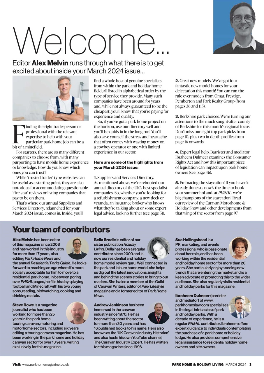 Park Home & Holiday Living Preview Pages