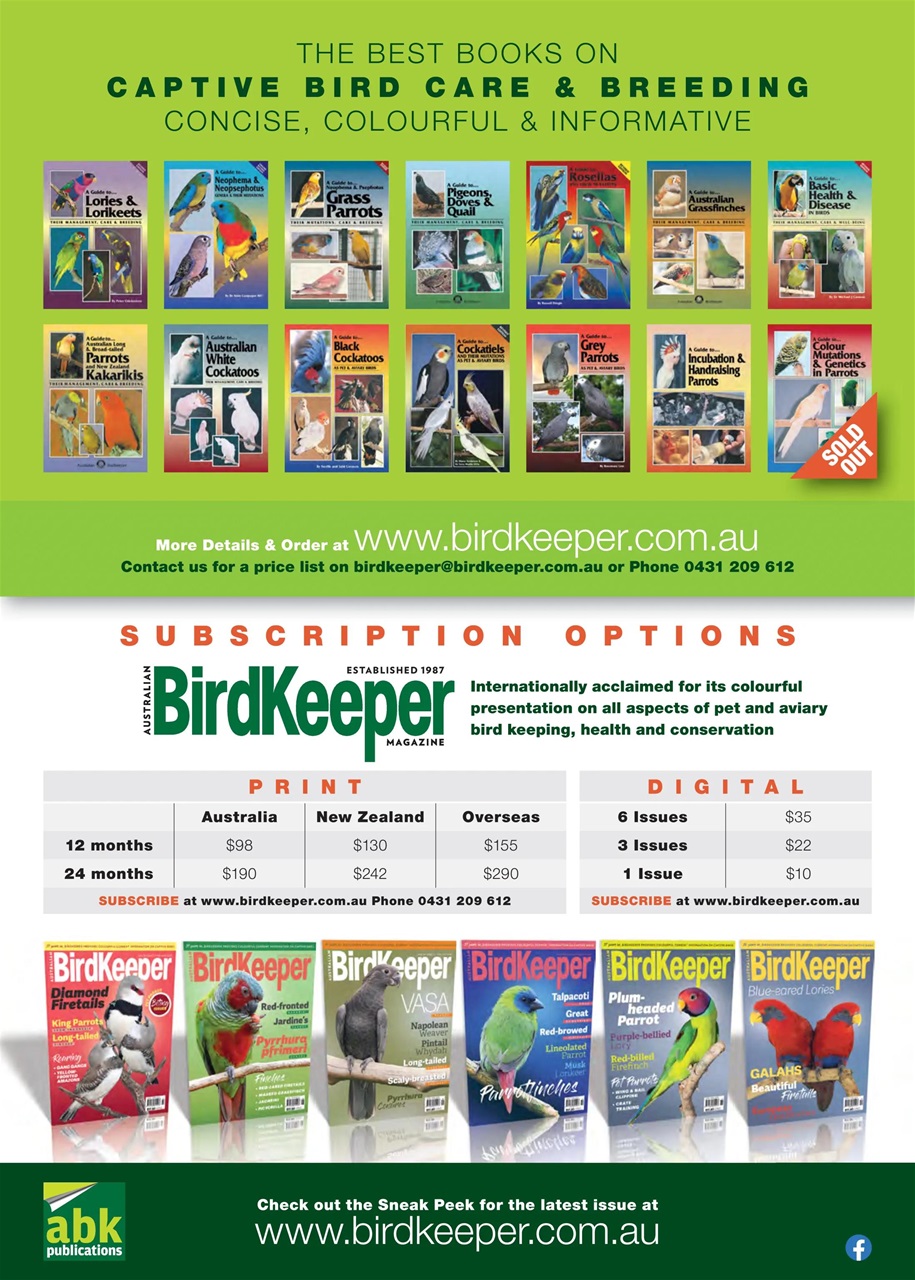 Australian Birdkeeper Magazine Preview Pages