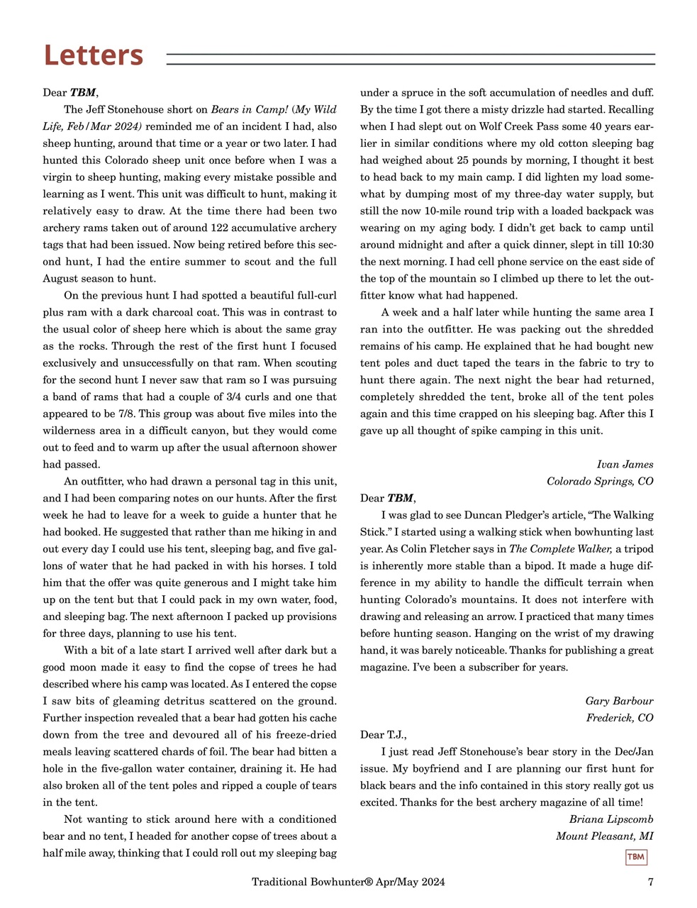 Traditional Bowhunter Magazine Preview Pages