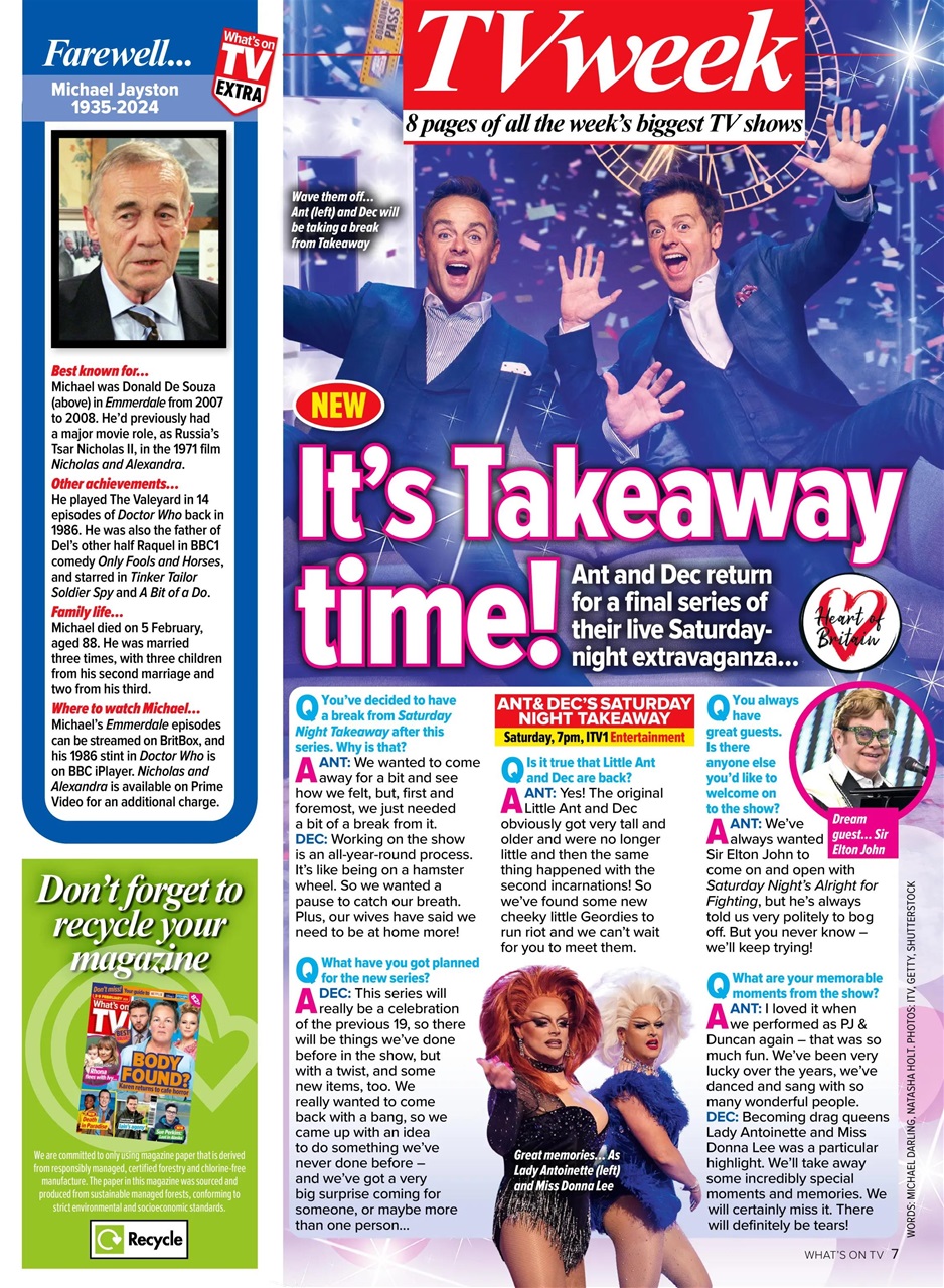 What's on TV Preview Pages