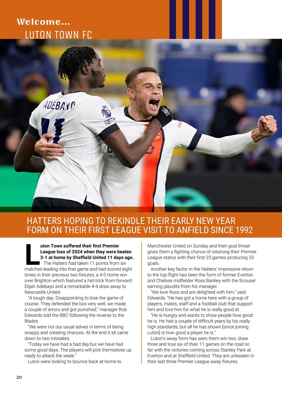 Liverpool FC Programmes Preview Pages