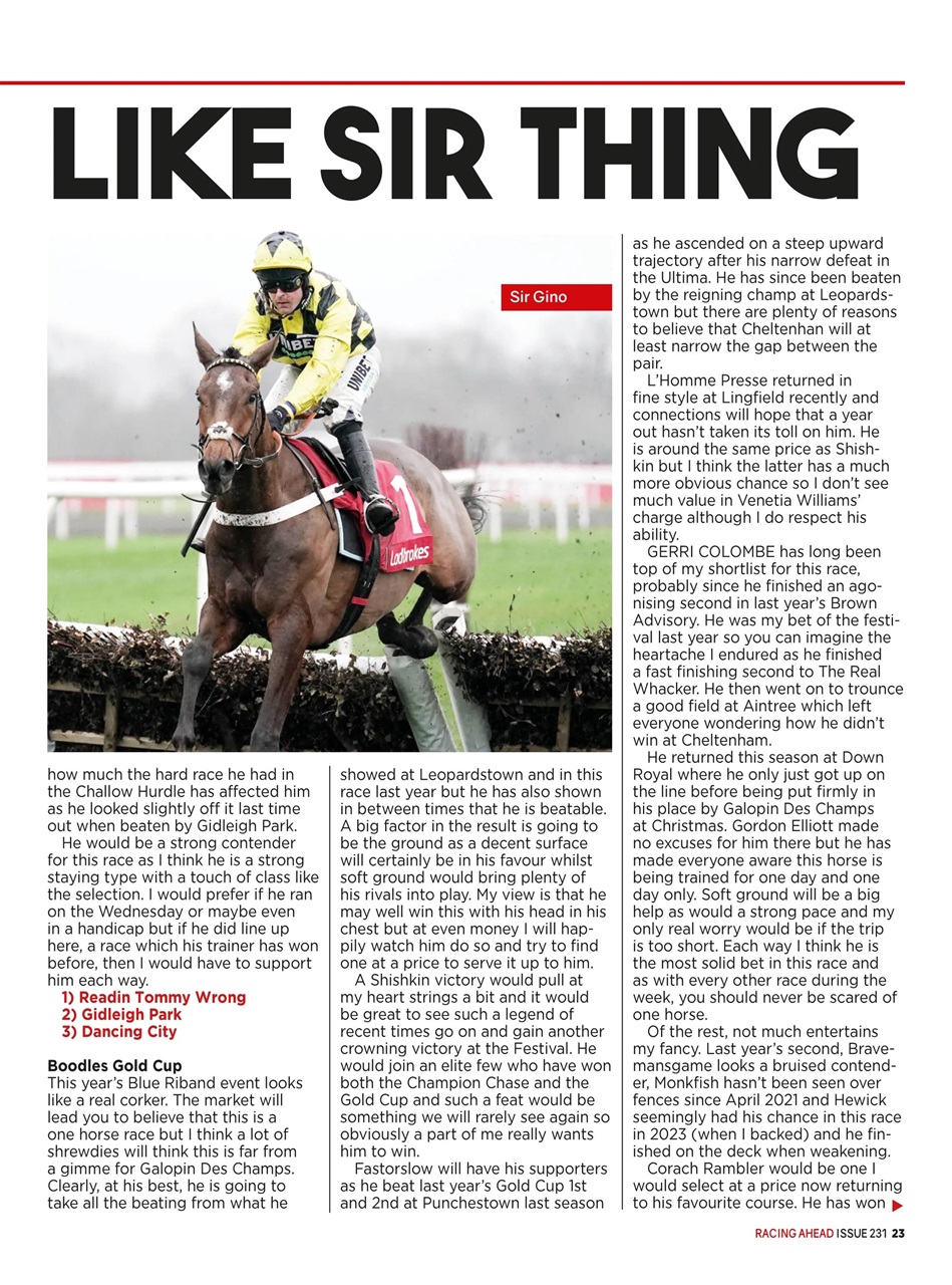 Racing Ahead Preview Pages