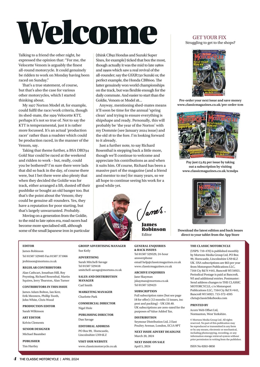 The Classic MotorCycle Preview Pages