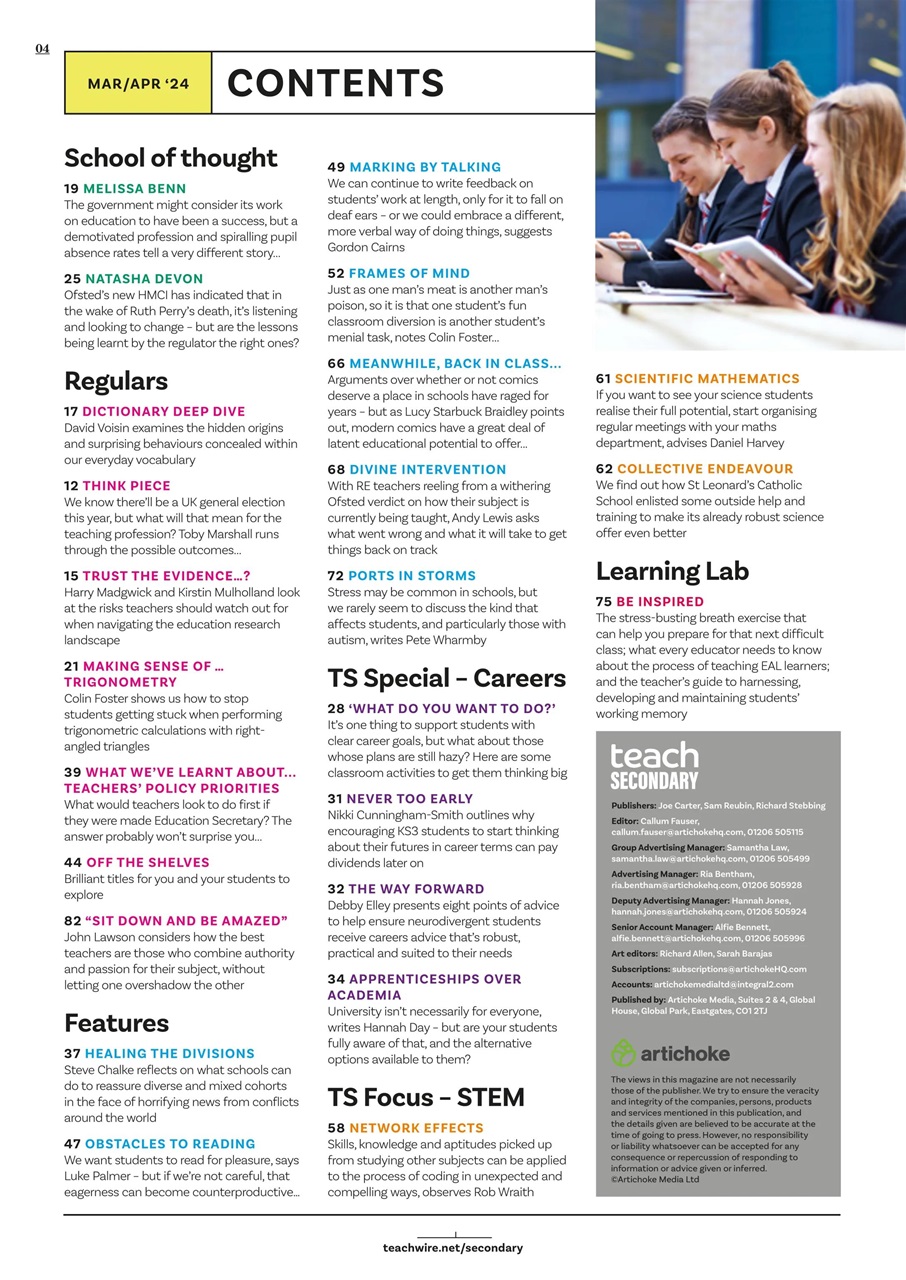 Teach Secondary Preview Pages