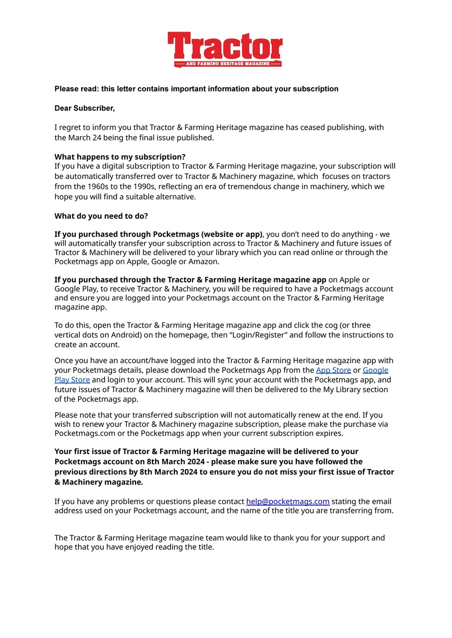 Tractor & Farming Heritage Magazine Preview Pages