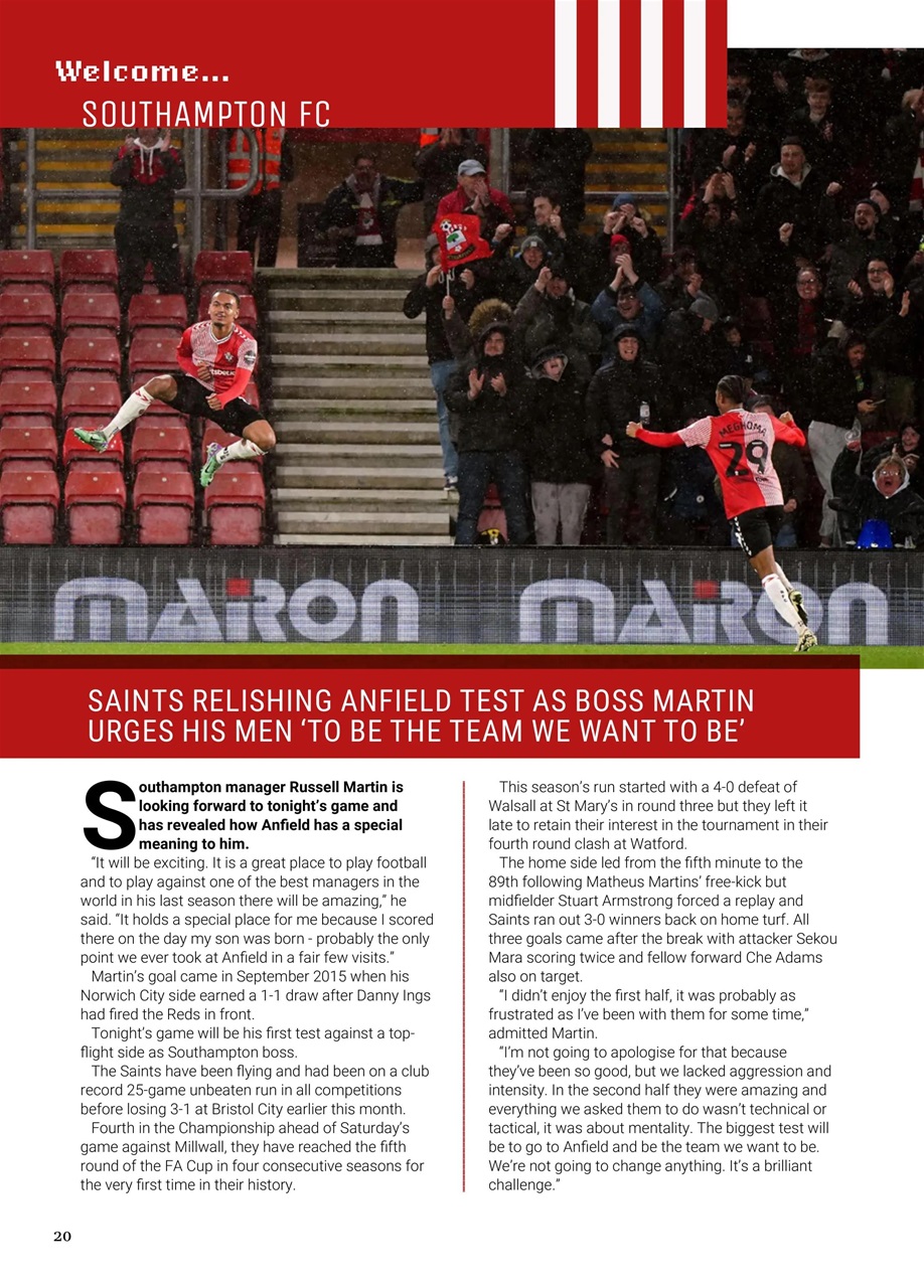 Liverpool FC Programmes Preview Pages