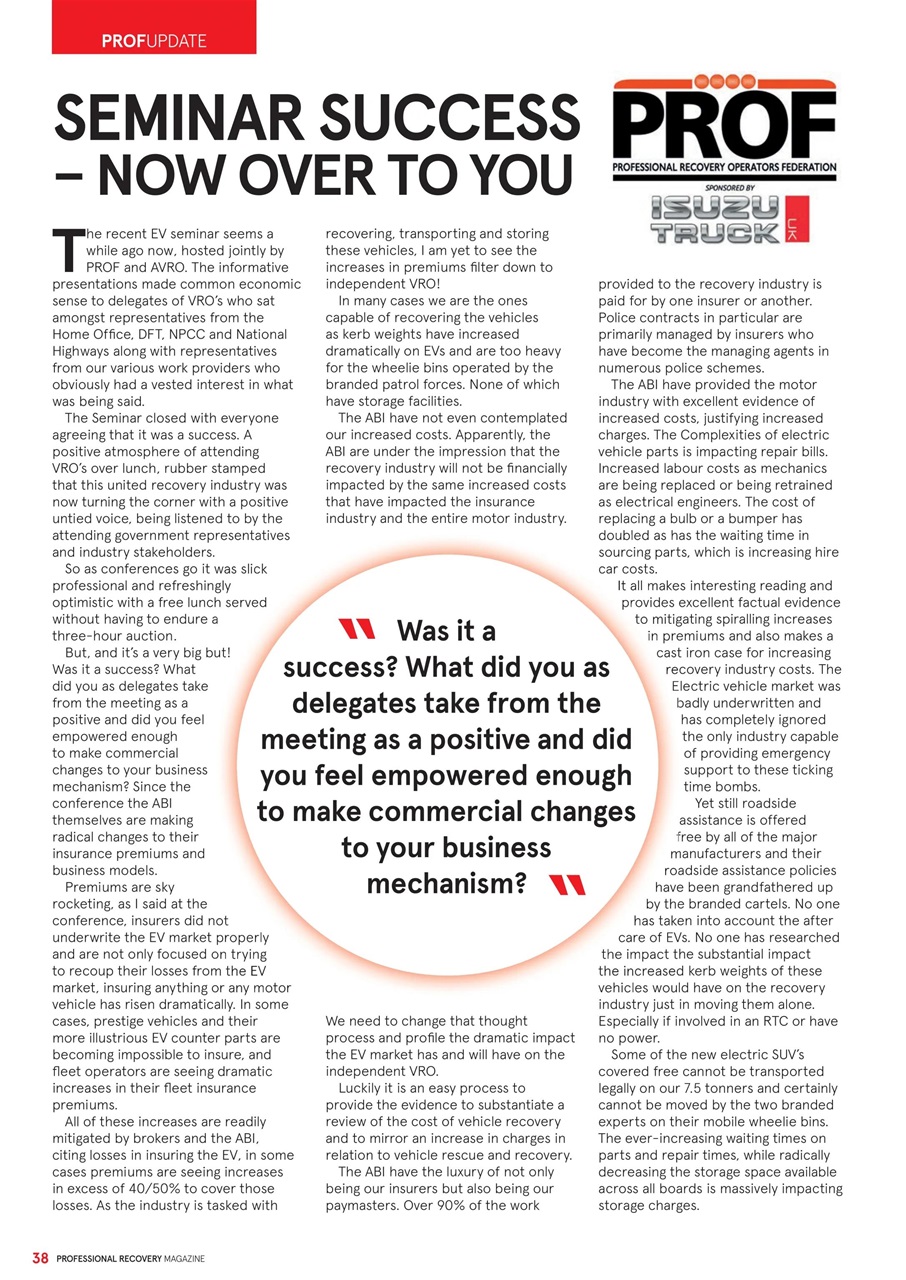 Professional Recovery Magazine Preview Pages