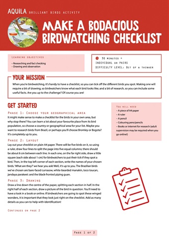 Aquila issue  Birdwatching Checklist