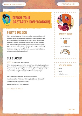 Aquila issue  Design your dastardly doppelganger