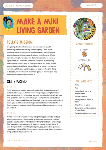 Aquila issue  Make a Mini Living Garden aquila magazine giants activity