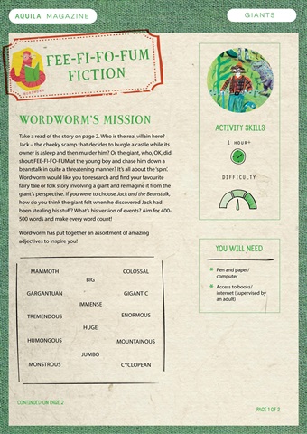 Aquila issue  Rewrite a giants story aquila magazine giants activity