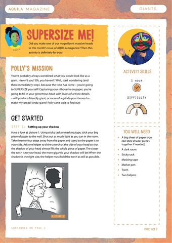 Aquila issue  Draw a giant self portrait aquila magazine giants activity