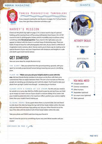 Aquila issue  Forced perspective aquila magazine giants activity