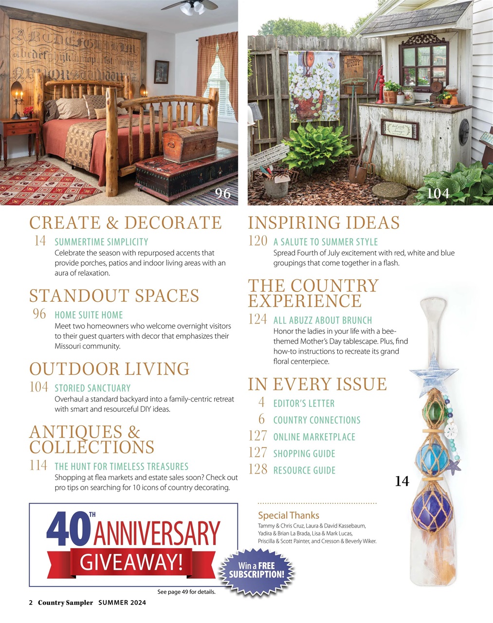 Country Sampler Magazine Summer 2024 Back Issue