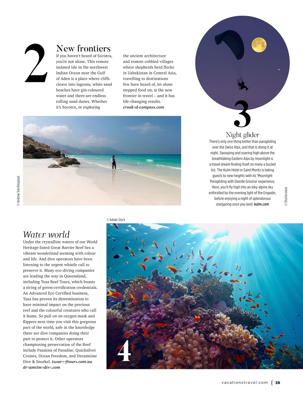 Vacations & Travel Preview Pages