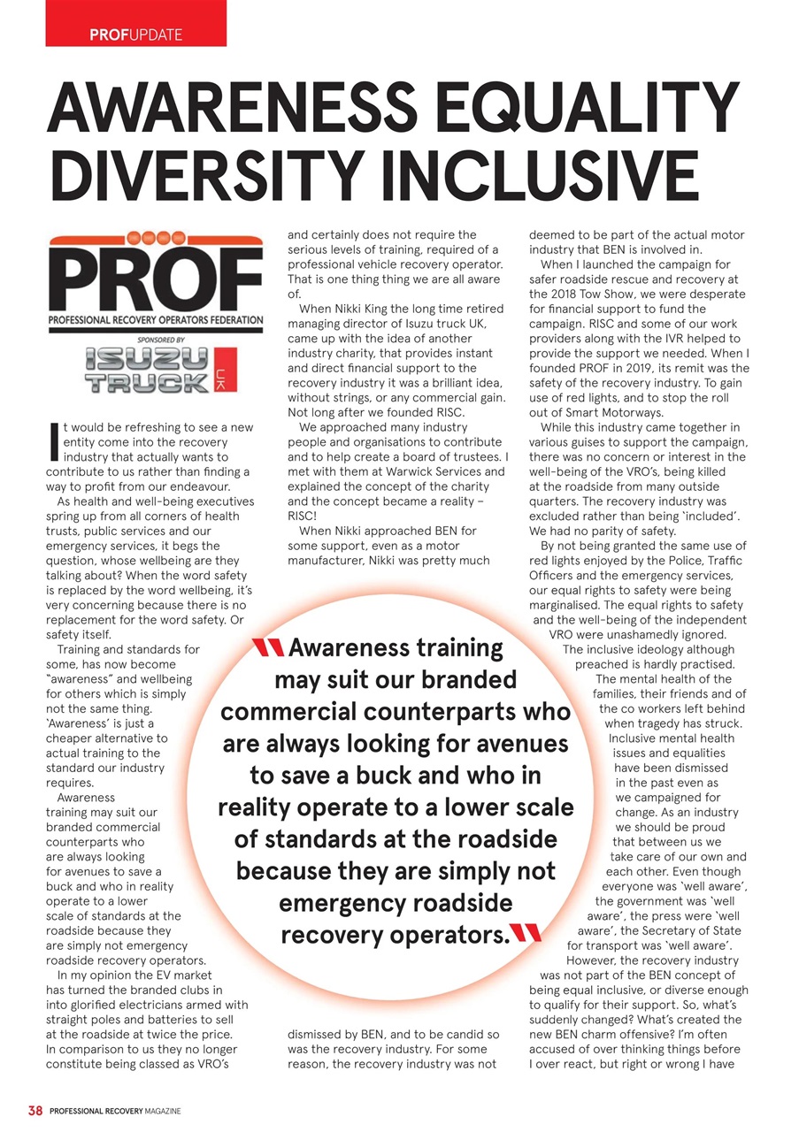 Professional Recovery Magazine Preview Pages