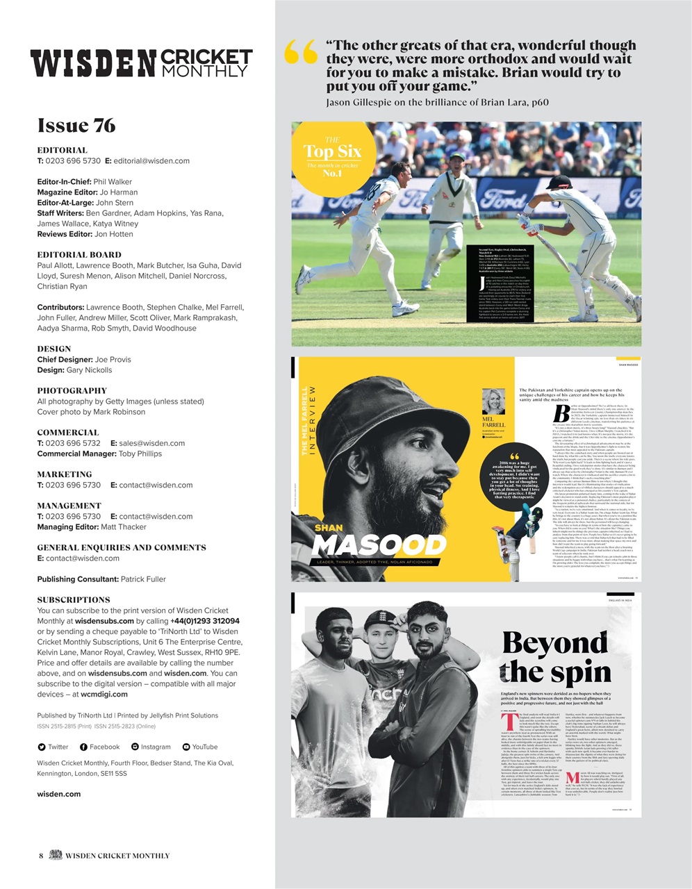 Wisden Cricket Monthly Preview Pages