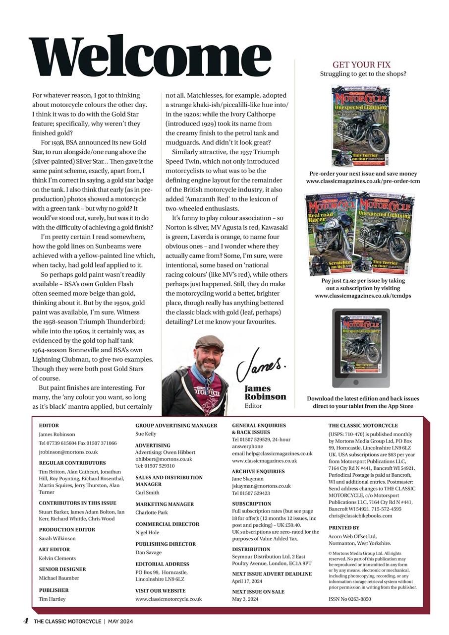 The Classic MotorCycle Preview Pages