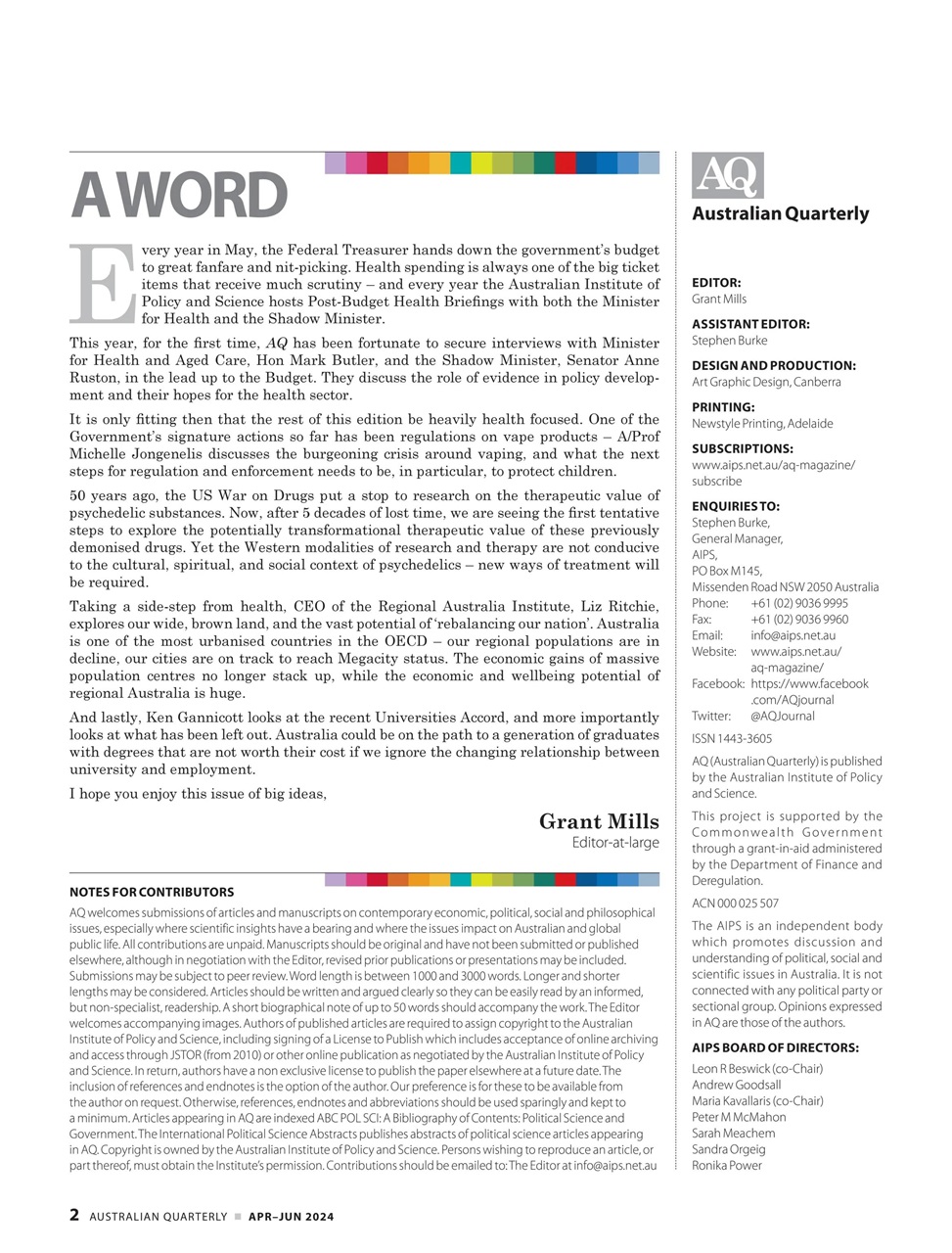 AQ: Australian Quarterly Preview Pages