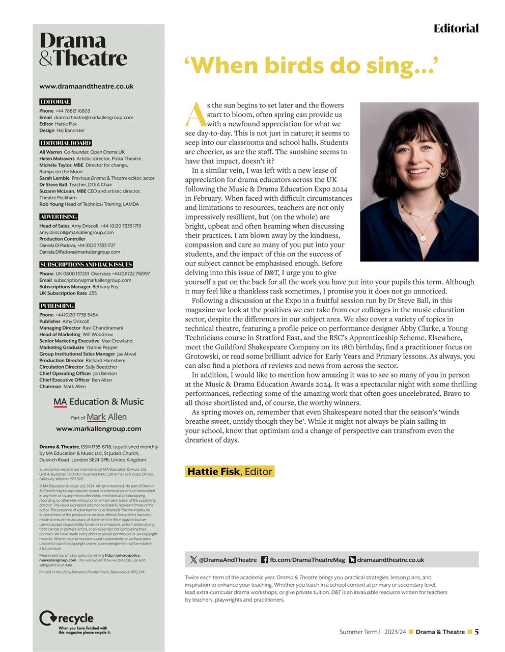 Drama and Theatre Preview Pages