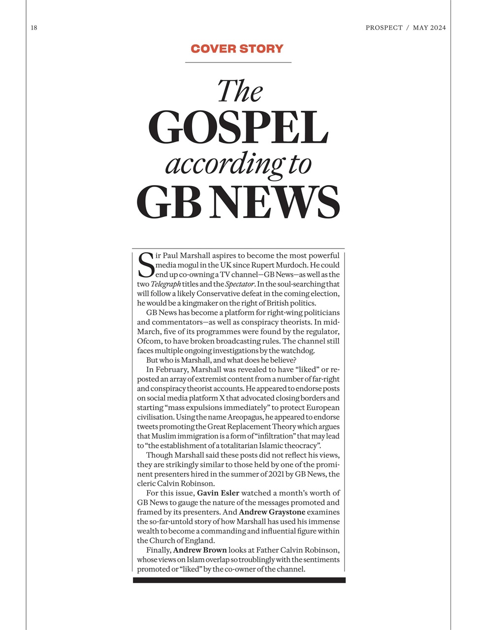 Prospect Magazine Preview Pages