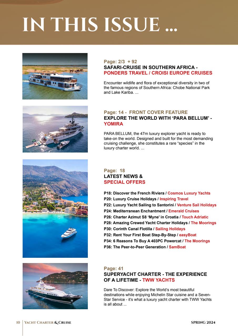 Yacht Charter & Cruise Preview Pages