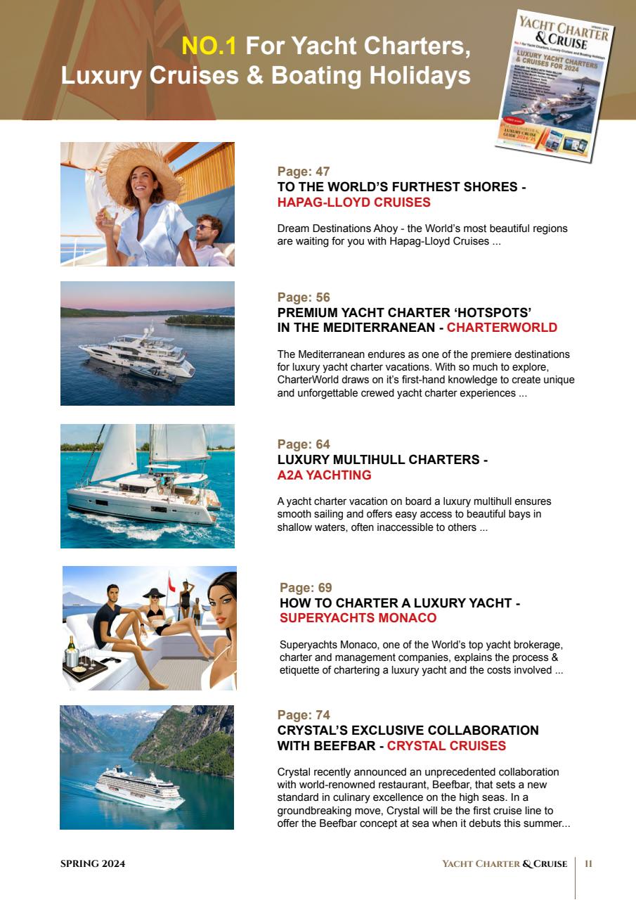 Yacht Charter & Cruise Preview Pages